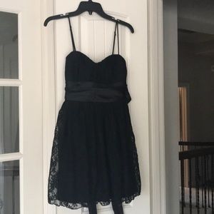 Spaghetti strap lace homecoming dress